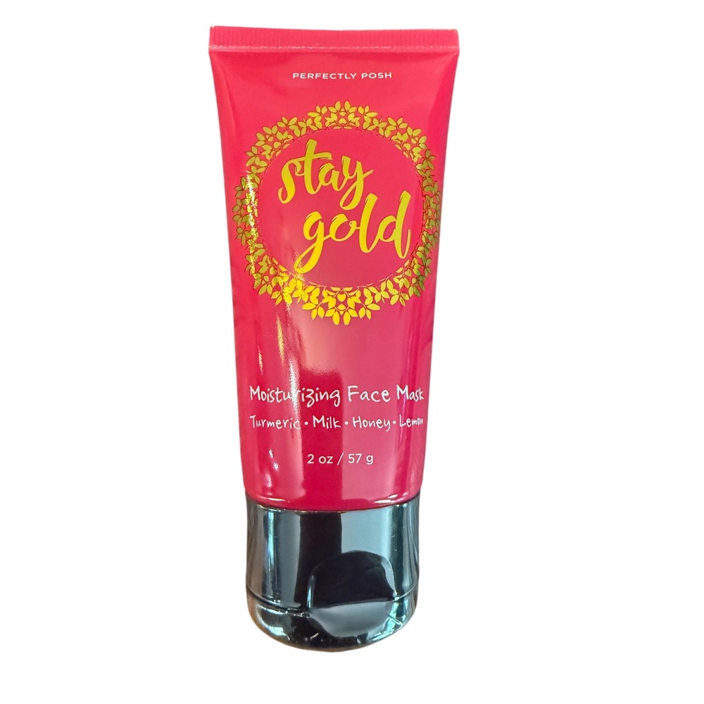 Perfectly Posh Stay Gold Moisturizing Face Mask Turmeric Milk Honey Lemon 2oz